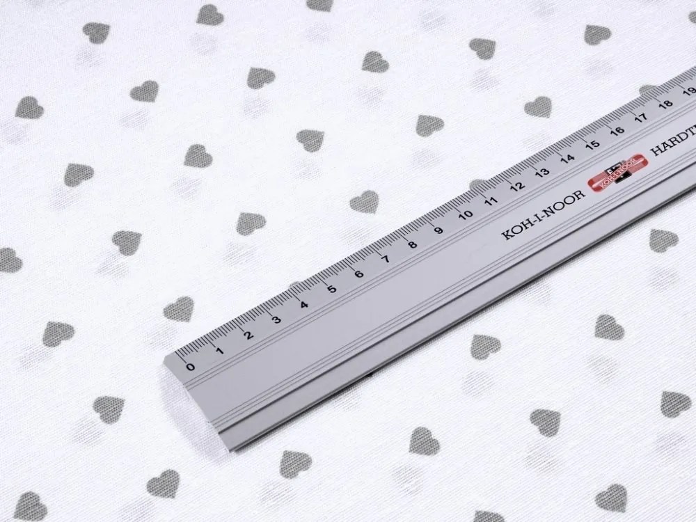Biante Dekoračná obliečka na vankúš s lemom Leona LN-008 Sivé srdiečka na bielom 30 x 50 cm