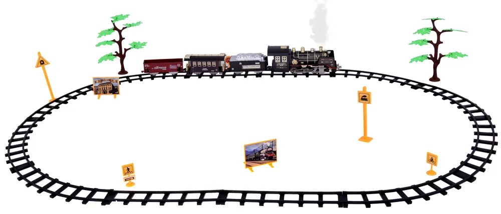 Veľká retro lokomotíva RC0700 s diaľkovým ovládaním, svetlom, parou a realistickým zvukom