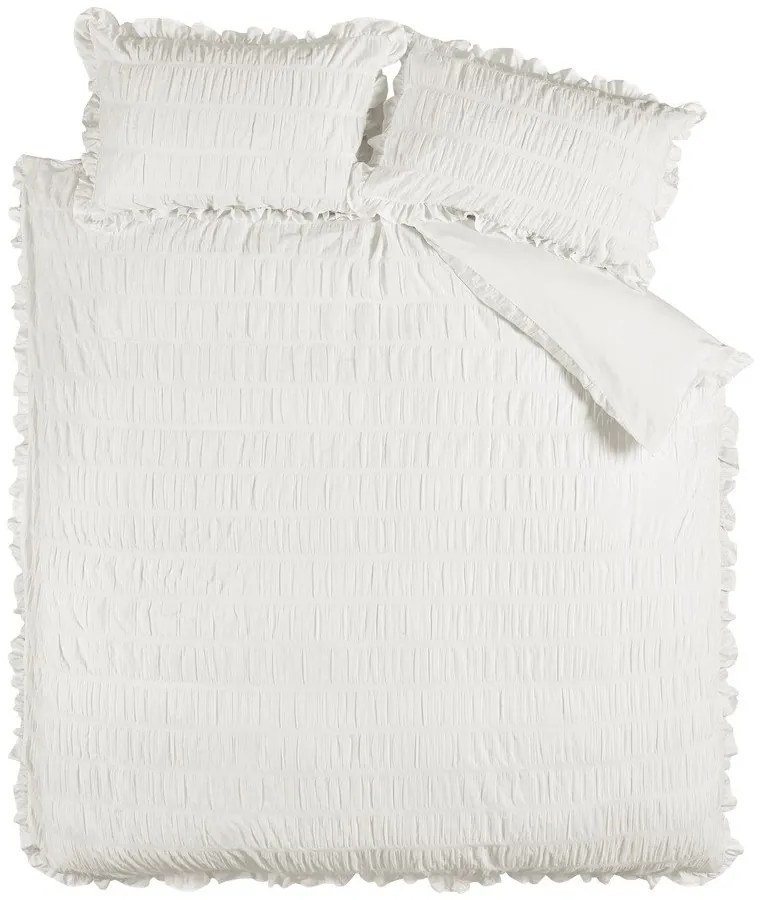 Biele krepové obliečky na dvojlôžko/predĺžené 230x220 cm Seersucker Frill – Catherine Lansfield