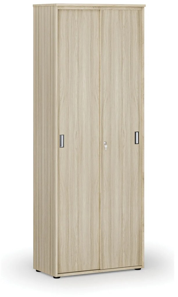 Kancelárska skriňa so zasúvacími dverami PRIMO WOOD, 2128 x 800 x 420 mm, dub prírodný