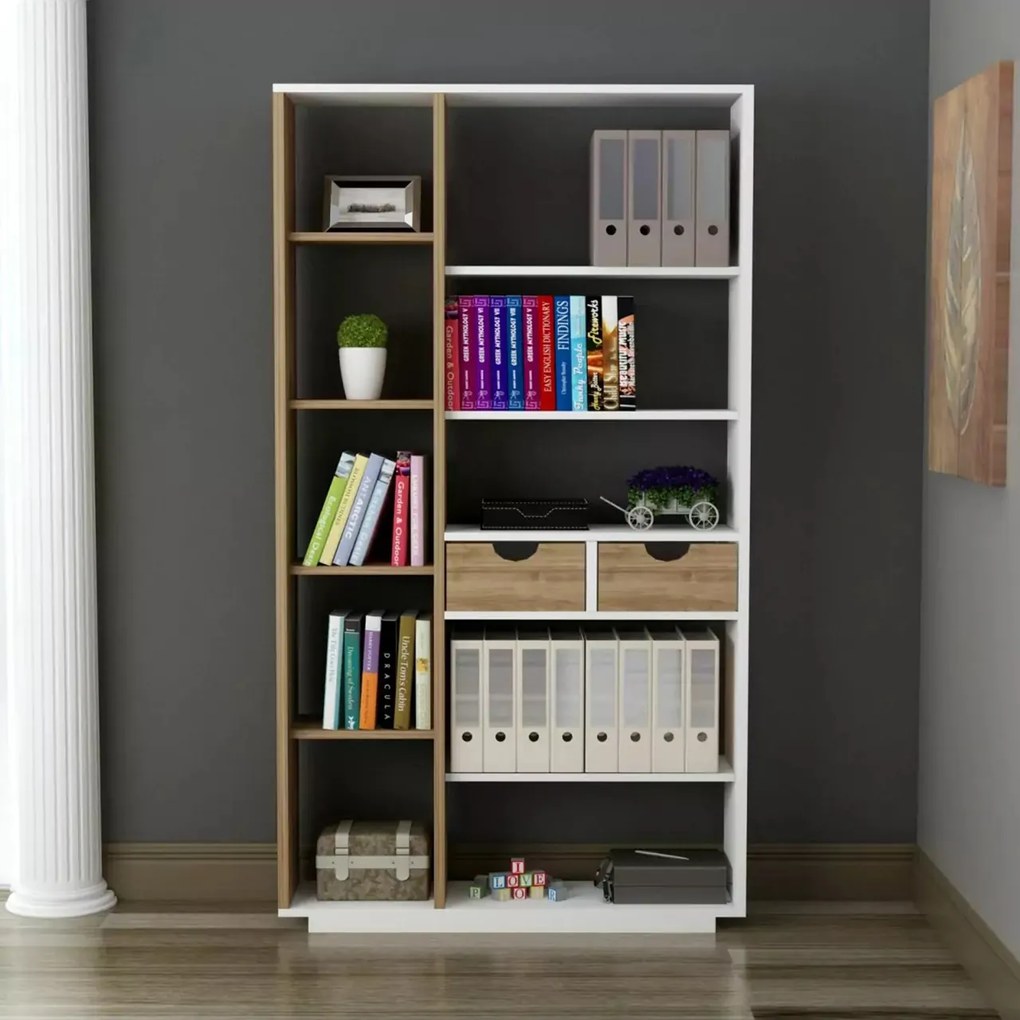 Biela walnut drevená knižnica Luma HANAH HOME