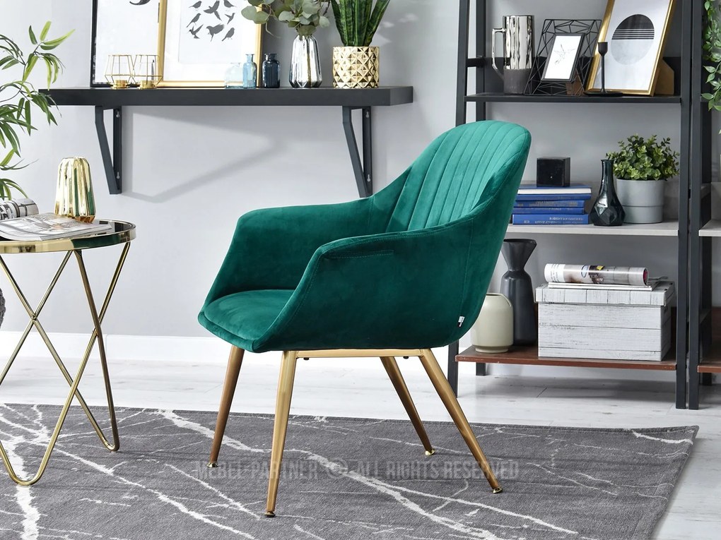 Kreslo Osmol F (zelená + zlatá). Akcia -15%. Vlastná spoľahlivá doprava až k Vám domov. 1110368