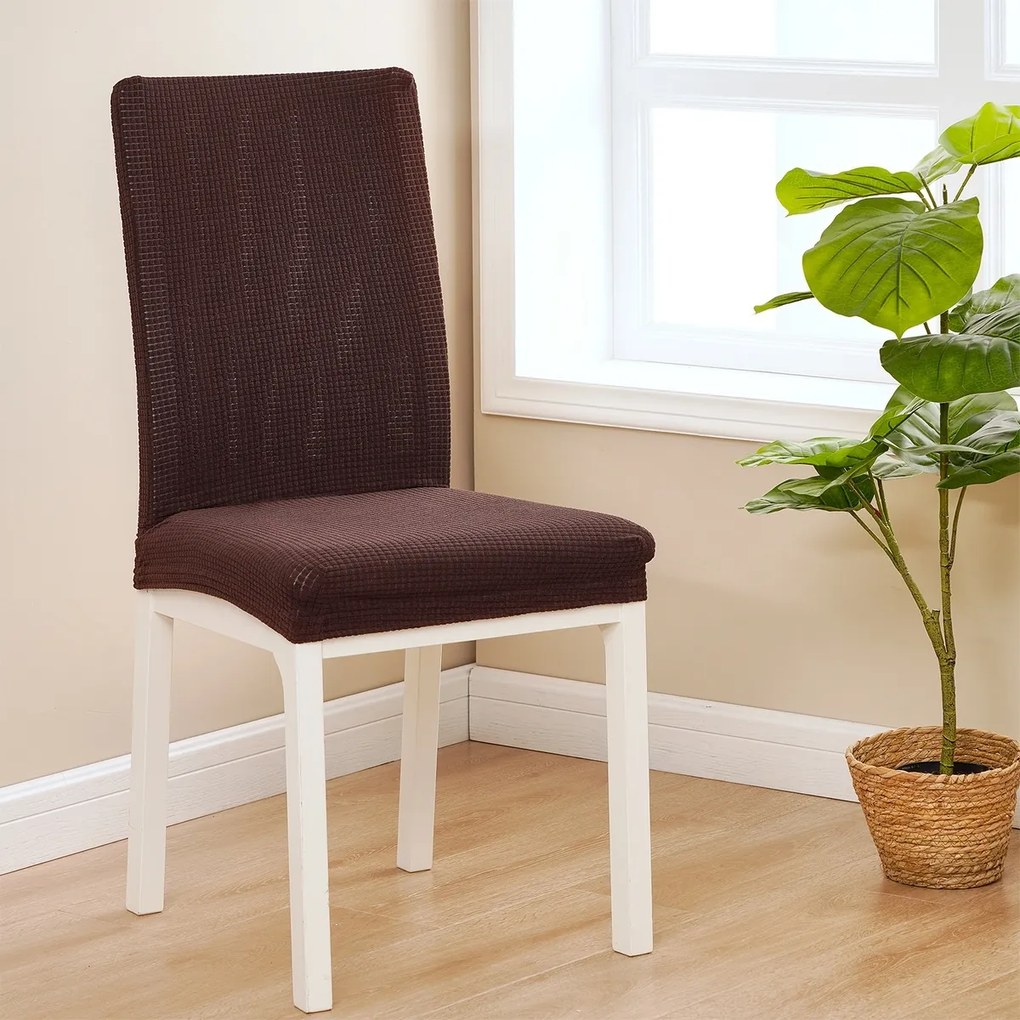 4Home Napínací poťah na stoličku Magic clean tmavohnedá, 45 - 50 cm, sada 2 ks