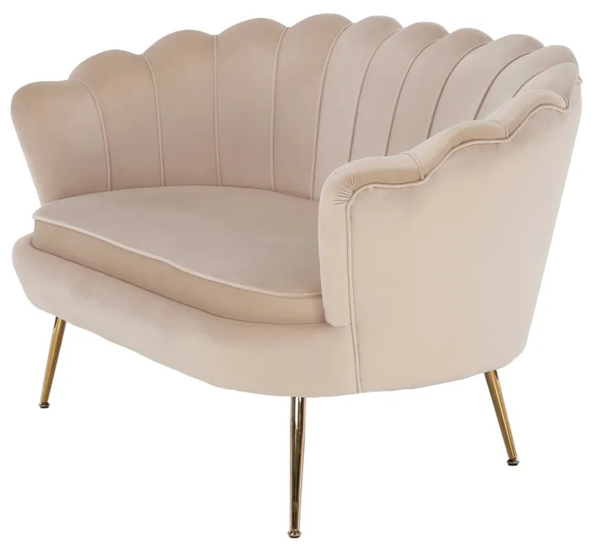 Lavica v štýle Art-deco, béžová Velvet látka/gold chróm-zlatý, NOBLIN