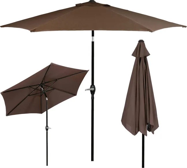 Skladací záhradný slnečník 260 cm – hnedý GU0023