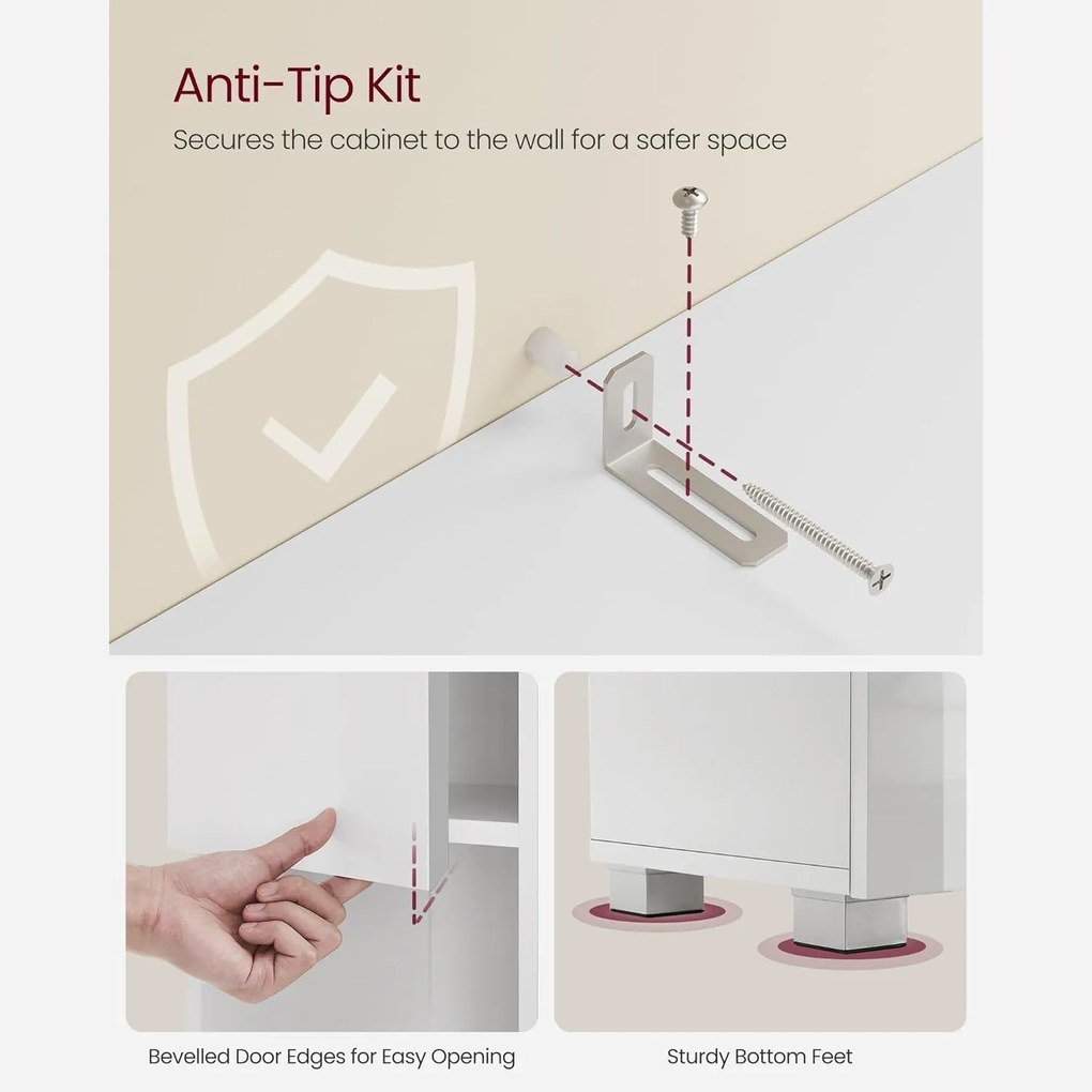 Kúpeľňová skrinka, Kúpeľňový nábytok s jednou zásuvkou, biela farba