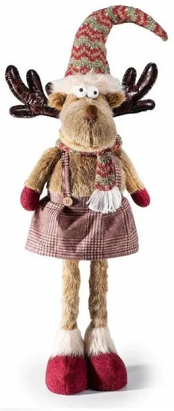 Vianočná sobka v zimnom oblečení s nastaviteľnými nohami 67 cm