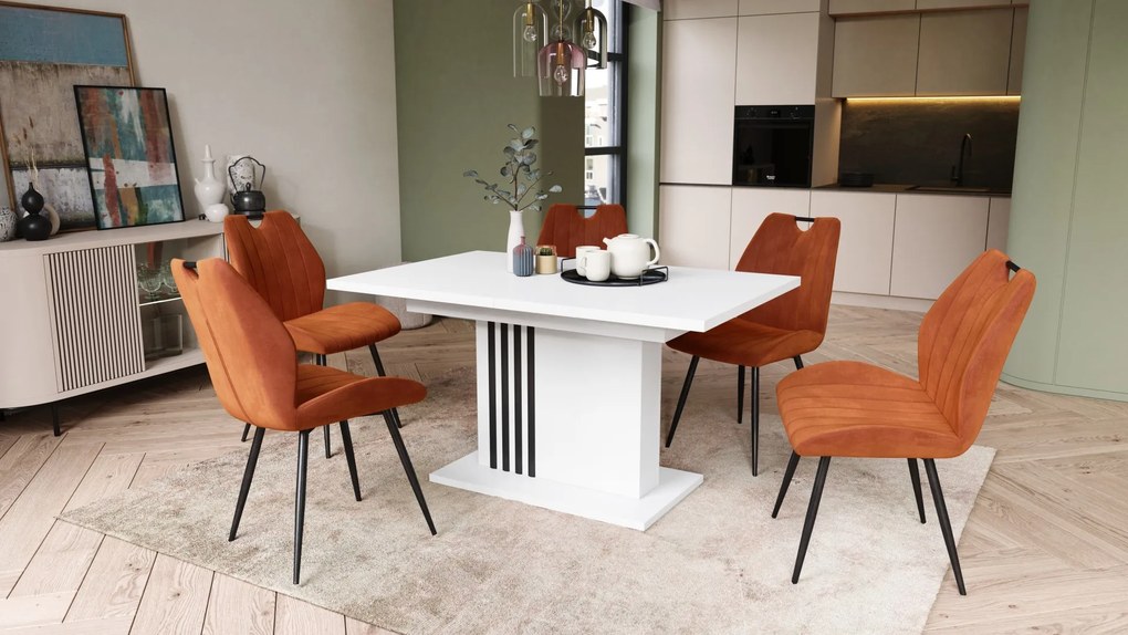 LEONEL Biely matný – MODERNÝ ROZKLADACÍ STÔL AŽ DO 180 cm!