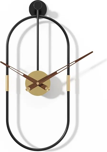 Luxusné oválne nástenné hodiny – moderný severský dizajn 57 cm čierno-zlaté