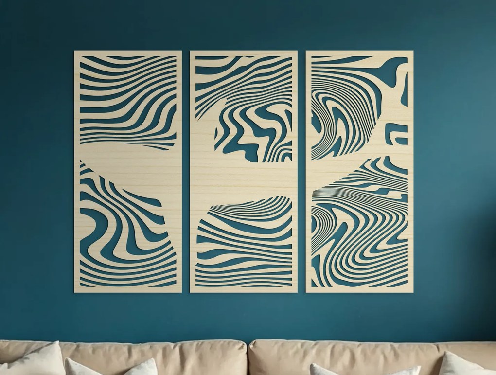 drevko 3-dielny drevený obraz na stenu Žralok v mori Rozmer obrazu: 57 x 80 cm, Farba dekorácie: Čierna