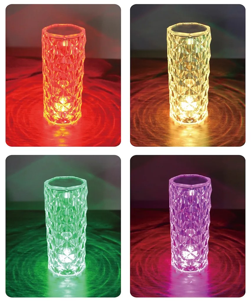 EUlight Stolná lampa Torre, 1x transparentné PVC tienidlo, RGB