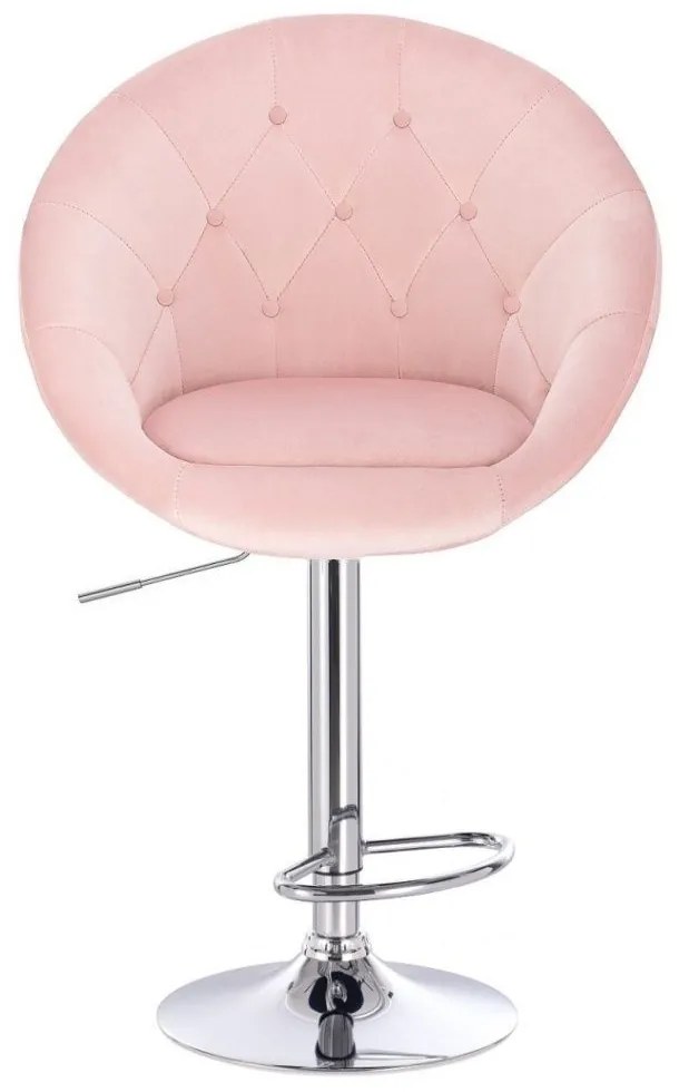 LuxuryForm Barová stolička VERA VELUR na striebornom tanieri - svetlo ružová