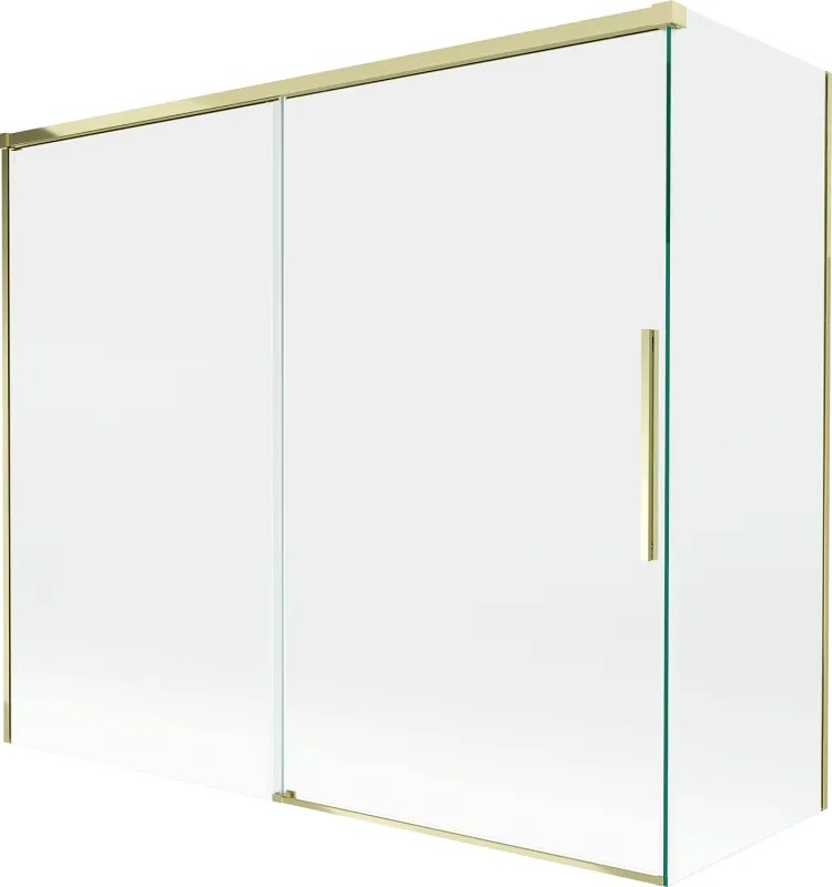 Mexen Rox, 2-krídlová posuvná vaňová zástena 180 + 90 x 150 cm, 8mm číre sklo, zlatý lesklý profil, 8C9-180-090-50-00
