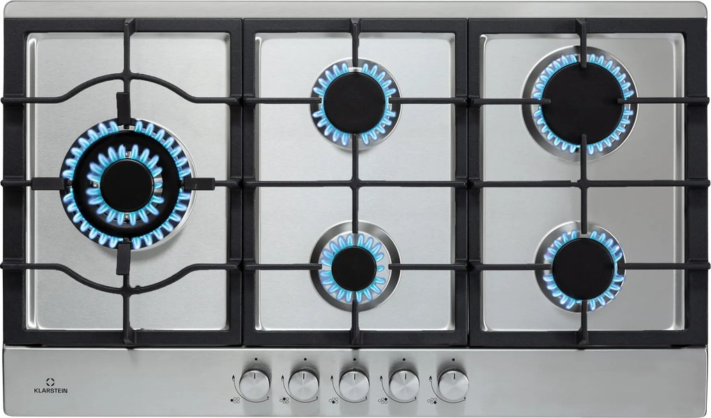 Klarstein Ignito Chef Edition, plynová varná doska, 5 Sabaf horákov, 5 zón, sklokeramika