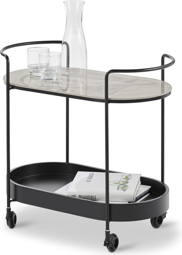 Servírovací vozík s mramorovým vzhľadom