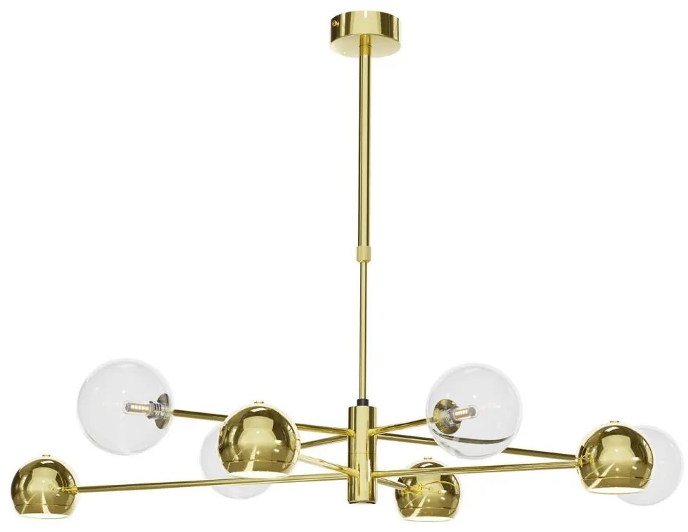 Jupiter 1970 - Luster na tyči MOKA 4xGU10/10W/230V + 4xG9/10W/230V zlatá/číra