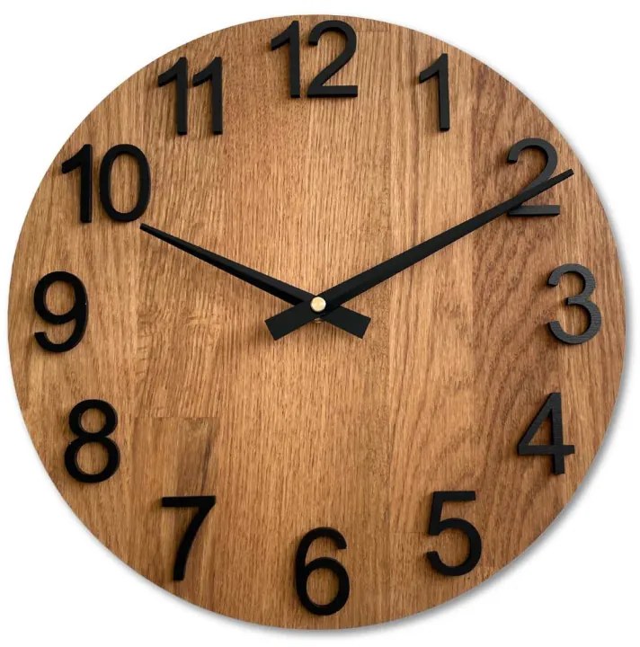Dubové hodiny na stenu s veľkými číslicami I SENTOP MAS017-3072-black-hands
