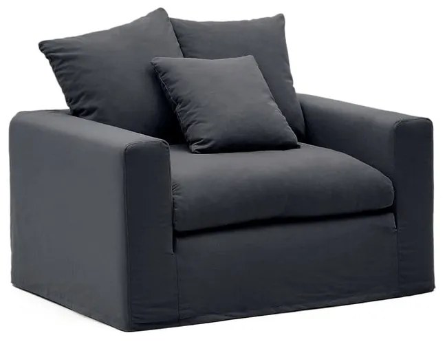 Antracitové ľanové kreslo Nora – Kave Home