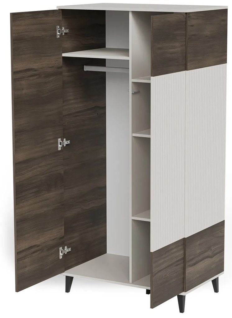 Šatní skříň Random 90 cm kašmír/ořech