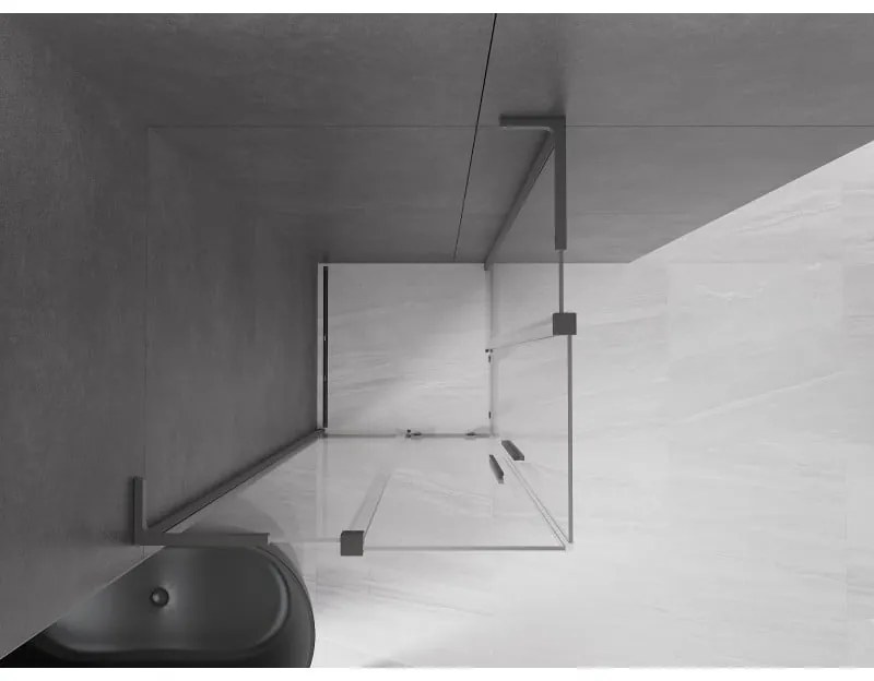 Mexen Velar L Duo, sprchový kút s posuvnými dverami 80 x 80 cm, 8mm číre sklo, brúsený grafit, 871-080-080-02-03-95