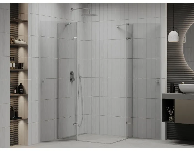 Mexen Roma Duo, sprchovací kút 80 (dvere) x 70 (dvere) cm, 6mm číre sklo, chrómový profil, 854-080-070-02-00