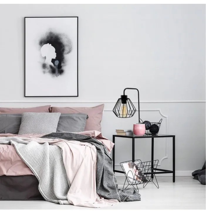 Moderná stolová lampa Loft s drôteným tienidlom