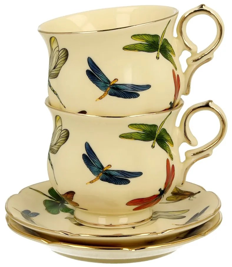 Duo Porcelánová šálka na nohe s podšálkou Dragonfly 150 ml sada 2ks