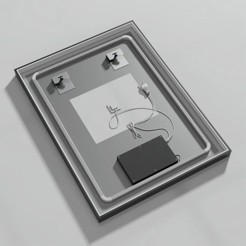 Erga Samira, LED zrkadlo 50x70cm v čiernom ráme, 1840 lm, 3 farby svetla, predné/zadné osvetlenie, ERG-V01-SAMIRA-5070-BK