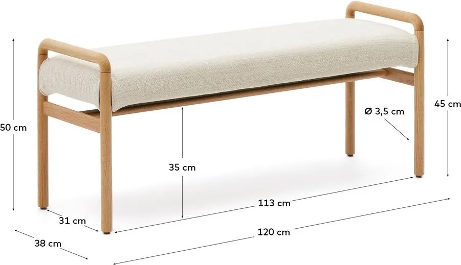 Lavica v krémovej a prírodnej farbe Macaret – Kave Home