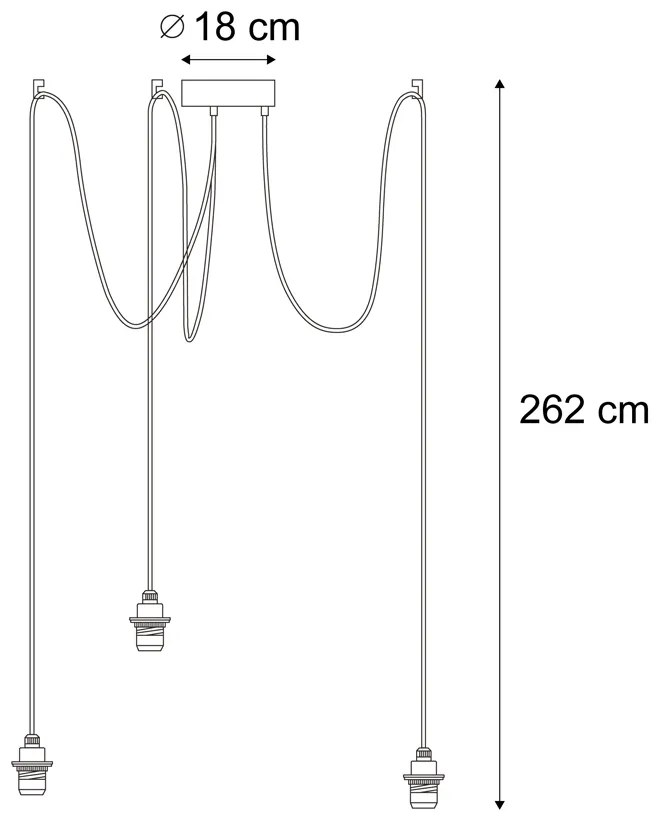Vonkajšie závesné svietidlo čierne 3-svetlá IP44 - Cava