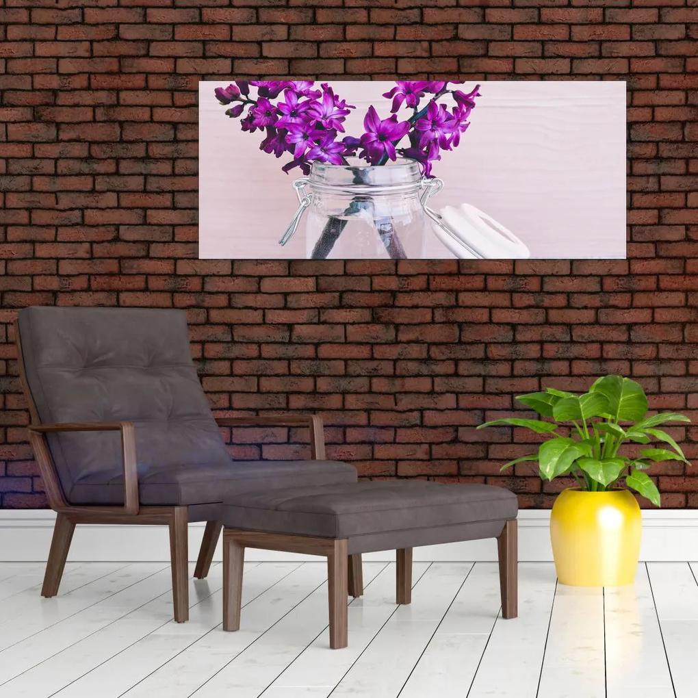 Obraz fialových kvetín (120x50 cm)
