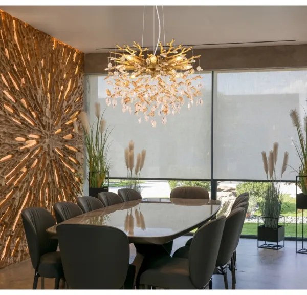 Globo 64138H1G - Závesný luster QUEENA na lanku 8xE14/40W/230V zlatý