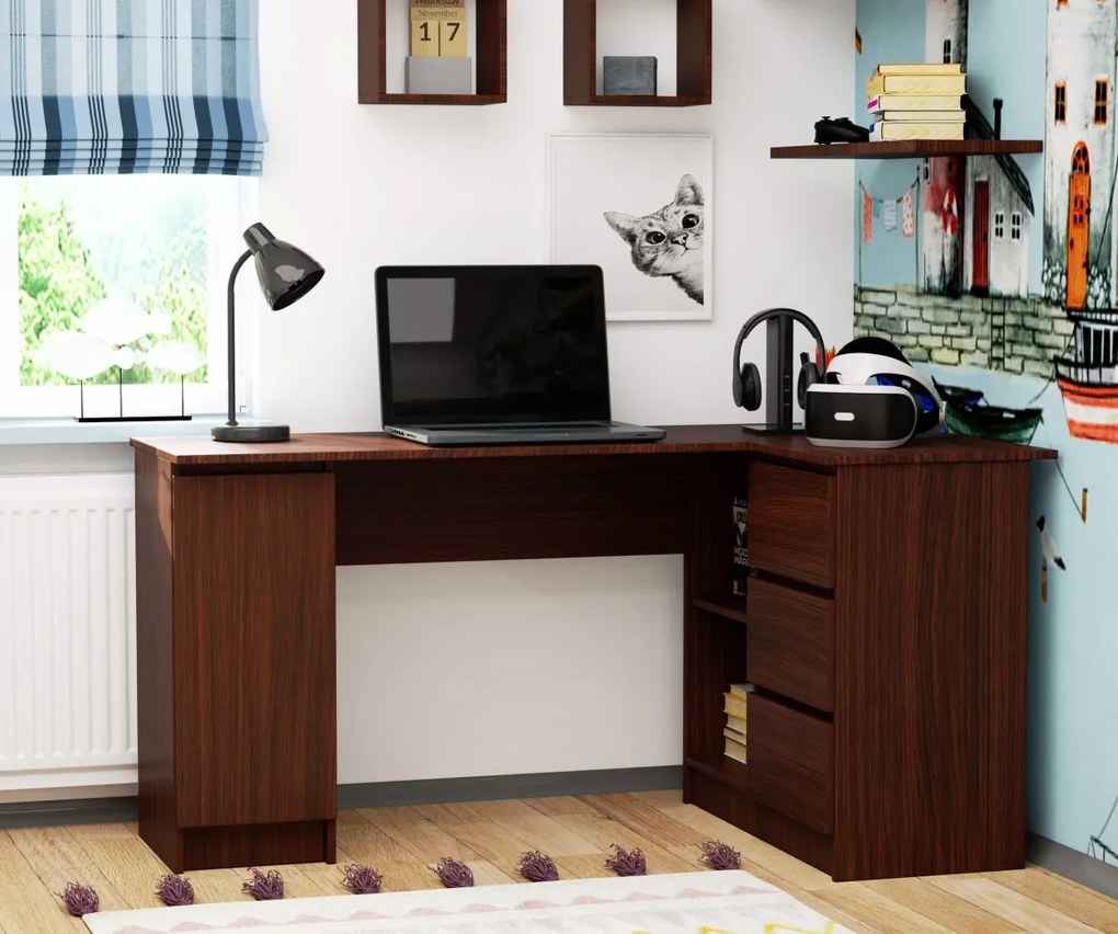 Rohový písací stôl B20 155 cm wenge pravý