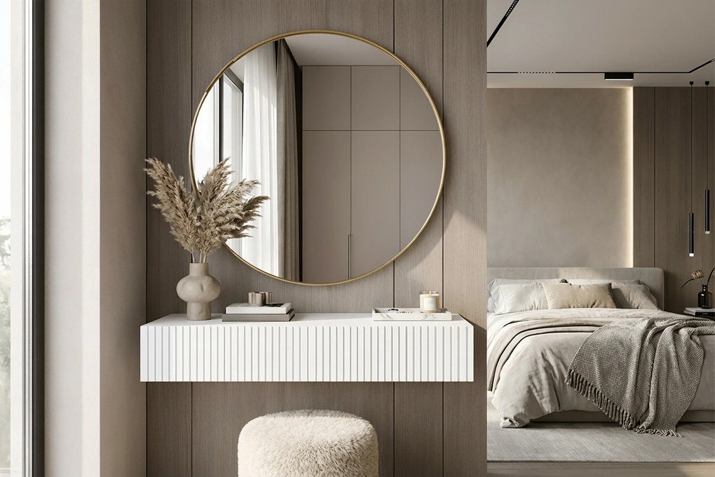 Závesný toaletný stolík Nicole so zrkadlom 80 cm - biely mat