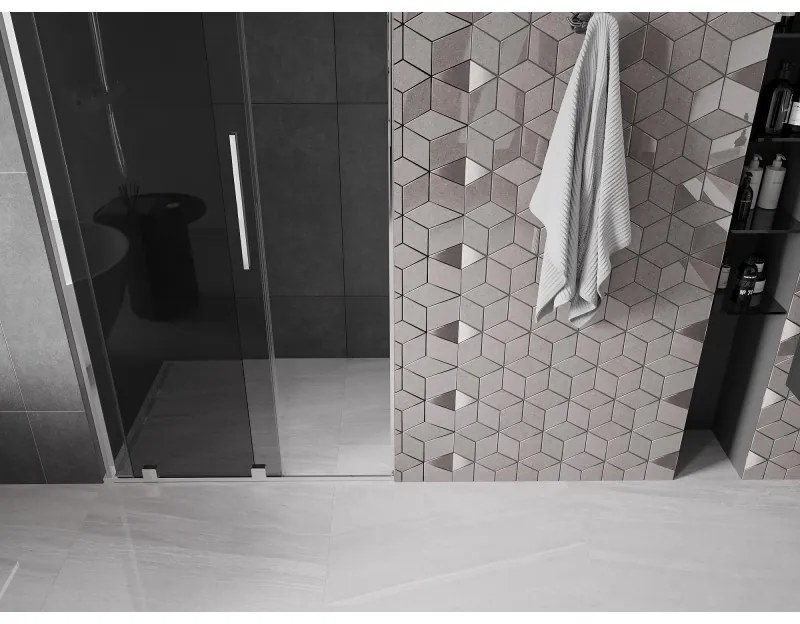 Mexen Velar L, posuvné sprchové dvere do otvoru 90 cm, 8mm šedé sklo, chrómová, 871-090-003-41-01
