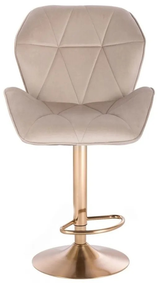 LuxuryForm DESIGN Barová stolička MILANO MAX VELUR na zlatom tanieri - latte