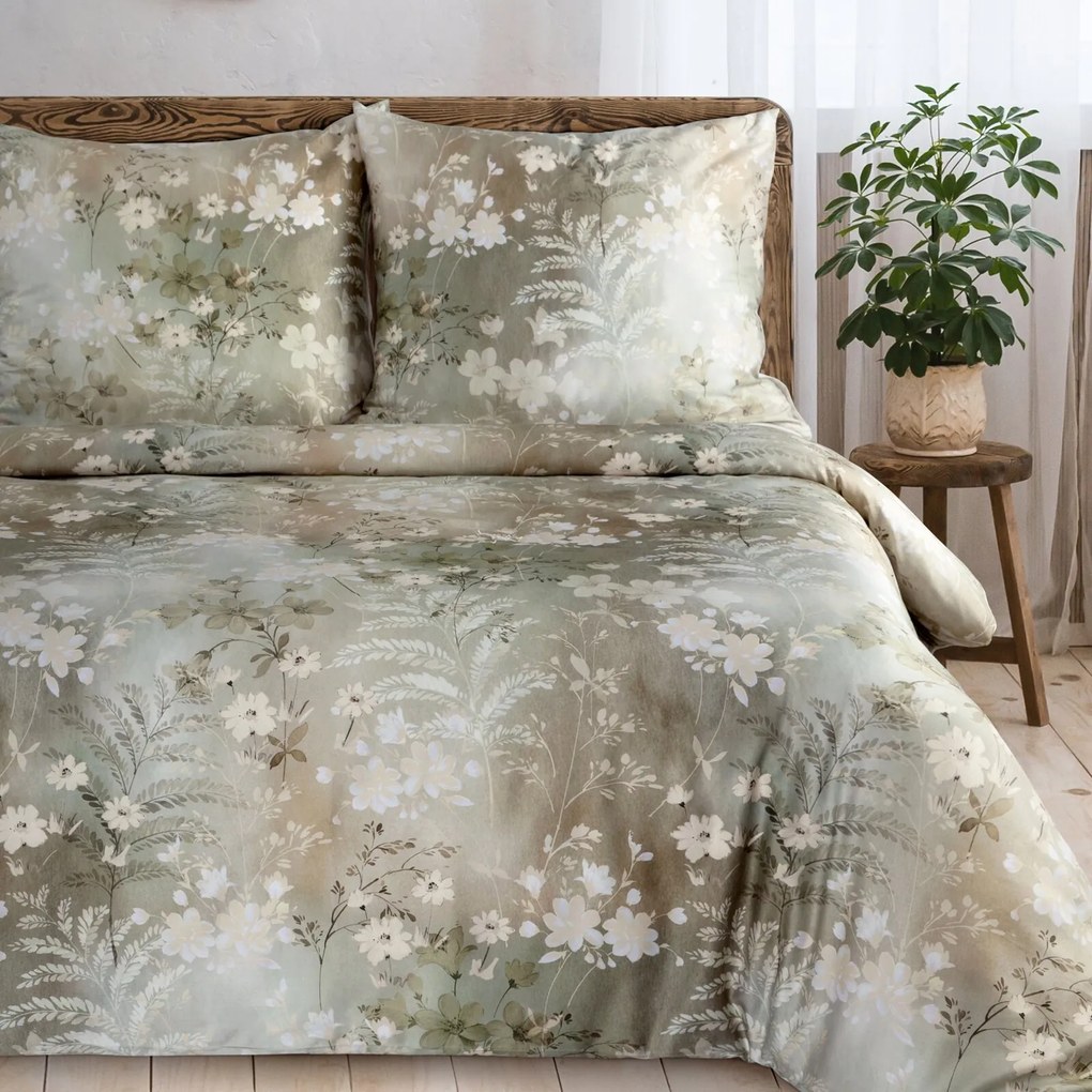 MAKOSATÉNOVÉ OBLIEČKY REINA43 160X200 CM, 2 KS 70X80 CM KVETY