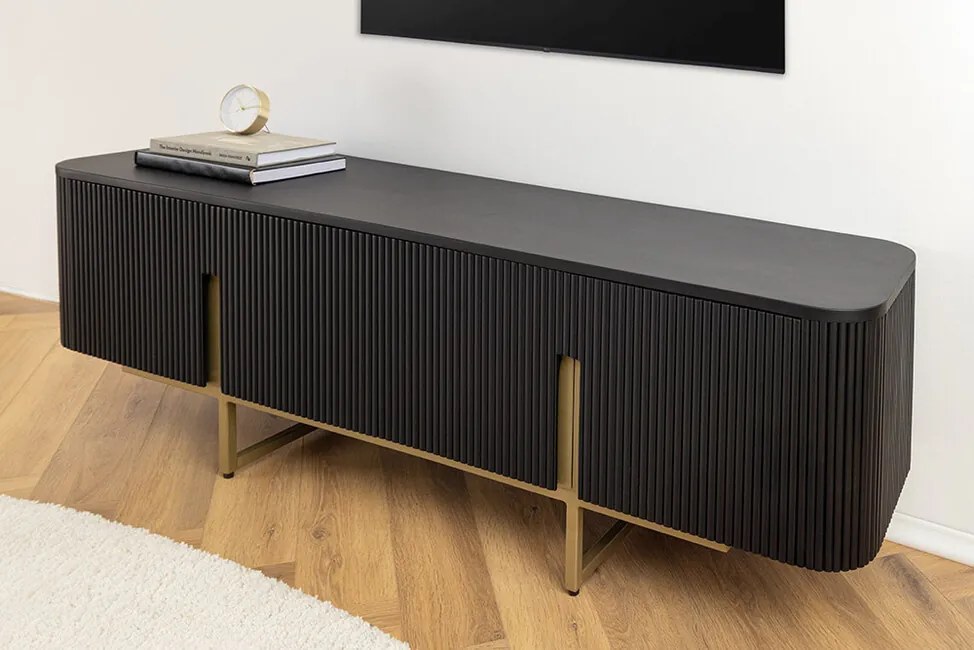 Moderný stolík pod TV z mangového dreva Gatsby Black 160cm