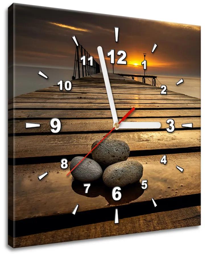 Gario Obraz s hodinami Nádherné ráno pri móle Veľkosť: 30 x 30 cm