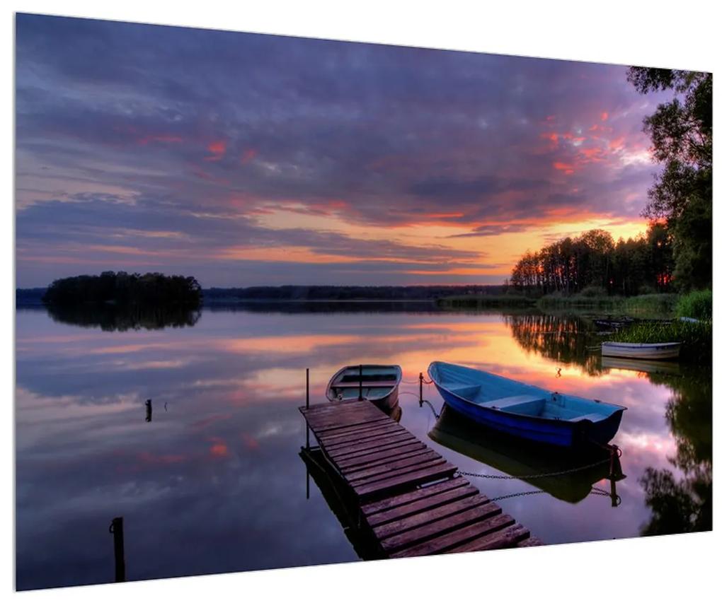 Obraz romantickej jazernej krajiny (90x60 cm)