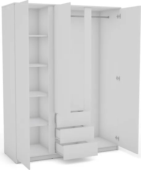 Šatníková skriňa Carlos, biela, 152 cm