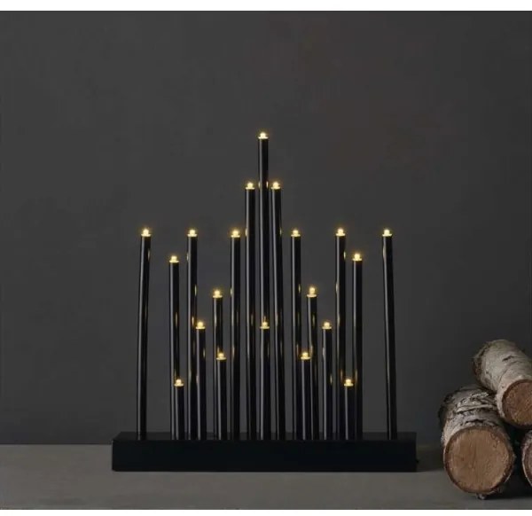 LED Vianočný svietnik 20xLED/3xAA čierna