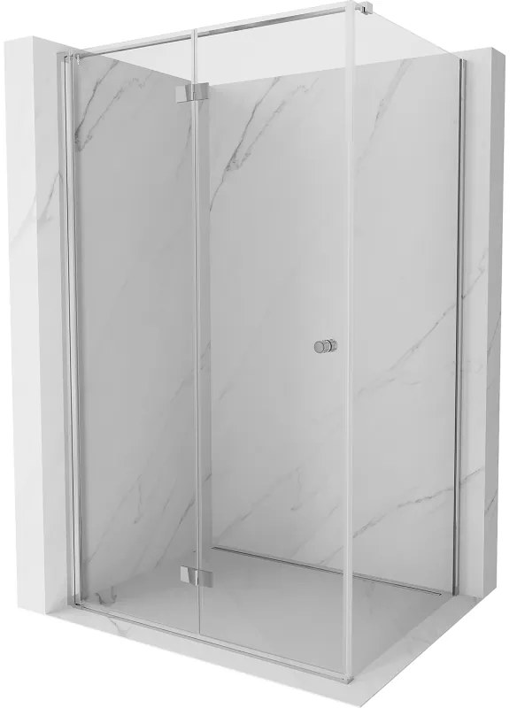 Mexen Mist-F T, 1-krídlový skladací sprchový kút ľavý 115 x 75 cm, číre sklo, chrómový profil, 8A6T-115-075-01-00-L