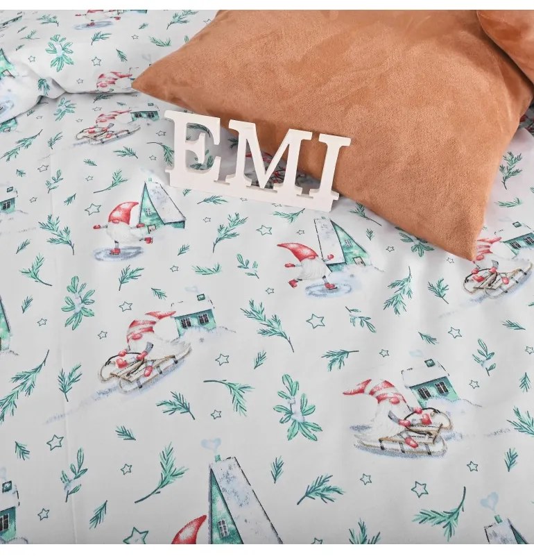 Vianočné bavlnené obliečky Elfie EMI, Štandardný set jednolôžko obsahuje 1x 140x200 + 1x 70x90