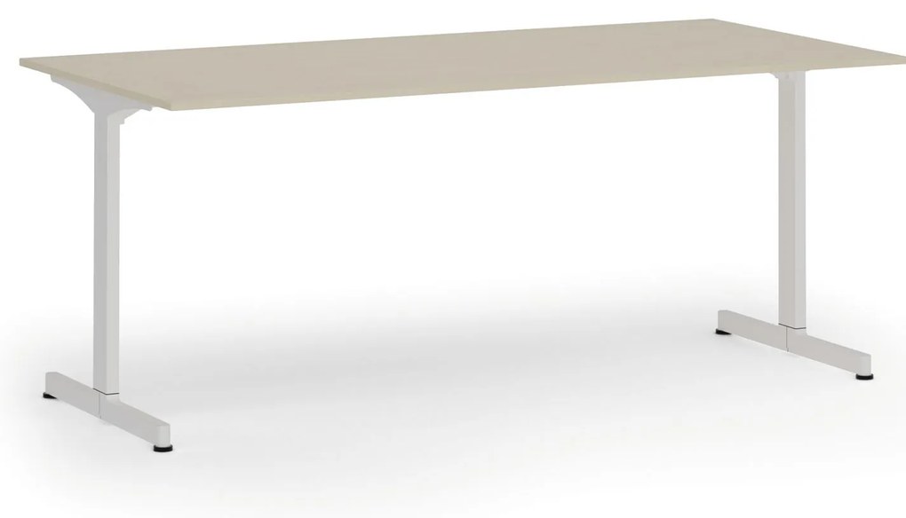 Kancelársky stôl PRIMO BETA, 180x90 cm, biela podnož, breza