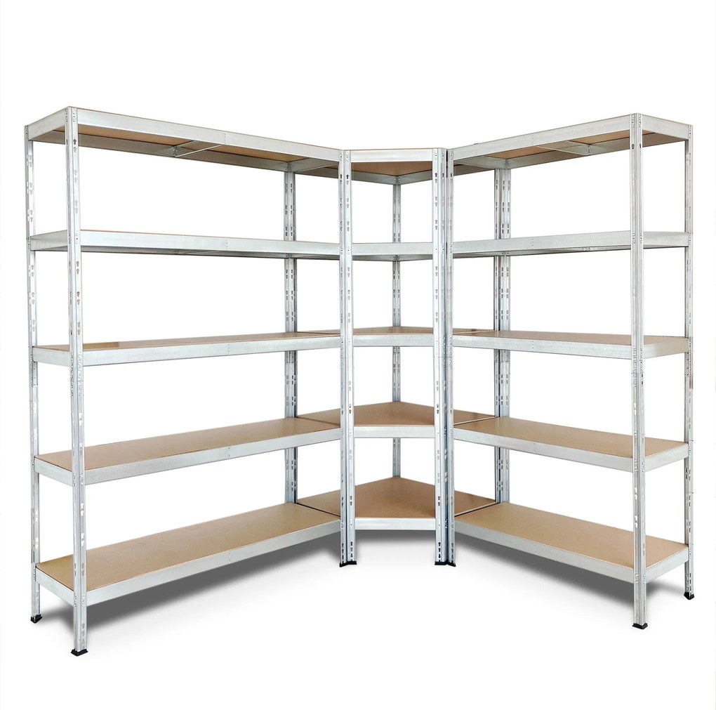 Kovový regál CORNER BUDGET PACK 180x160x190x40 cm, 5x HDF polica, zinok