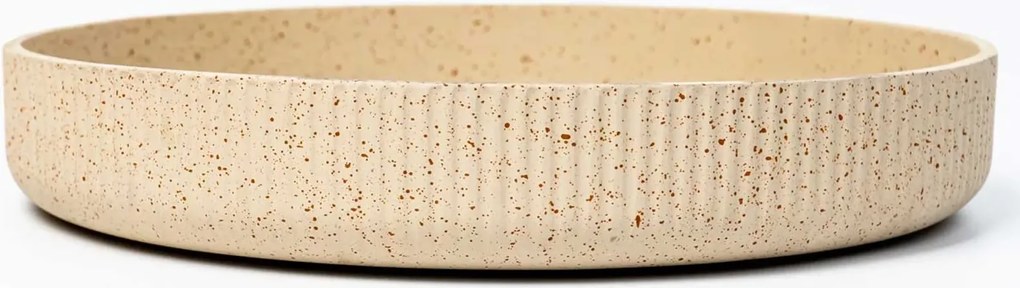 Dekoračná miska ORYVEN, sklolaminát s drážkami, priemer 30 cm, béžová