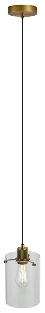 Dizajnové závesné svietidlo bronzové s čírym sklom - Domo