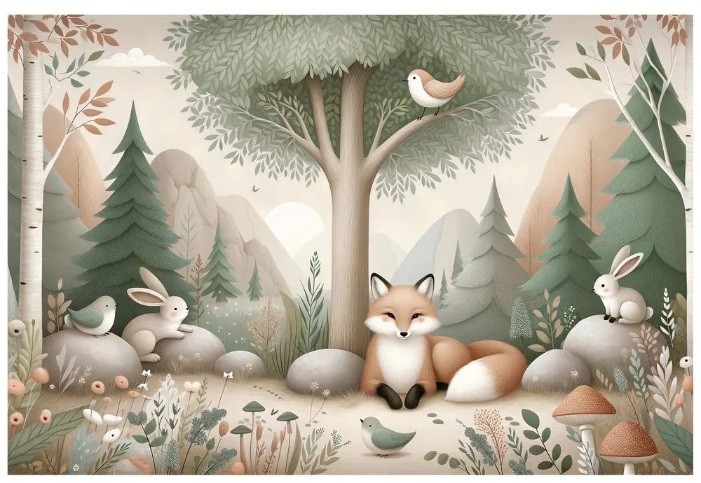 Samolepiaca tapeta lesná rozprávka s líškou