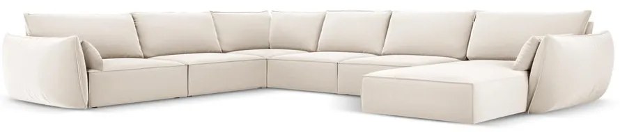 Béžová zamatová rohová pohovka (ľavý roh/do "U") Vanda – Mazzini Sofas